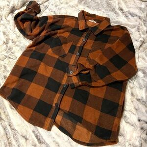 Maurices Brown and Black Buffalo Plaid Fleece Button-Down Shirt XXL